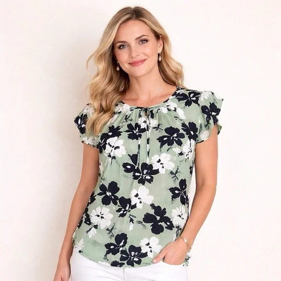 Sage Floral Officecore L Large Chic Spring Capsule Wardrobe Soft Girl Aesthetic - Picture 1 of 9